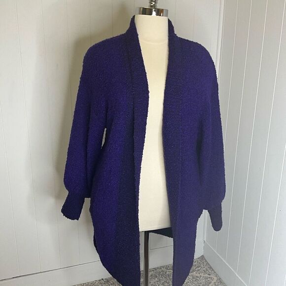 Vintage 80s Focal Point Women’s 1X 16W-18W Plus Acrylic Purple Cardigan Sweater - Picture 1 of 15